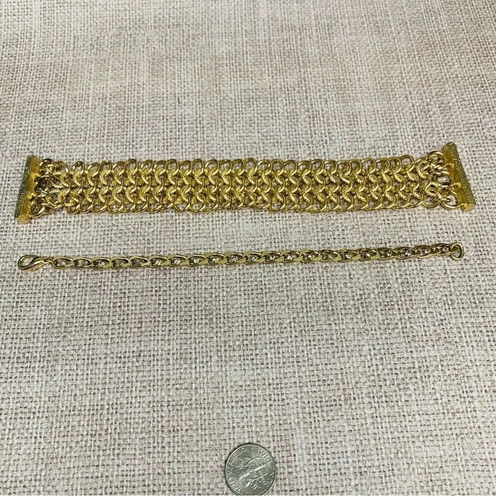 Gold Chain Bracelets Set of 2‎